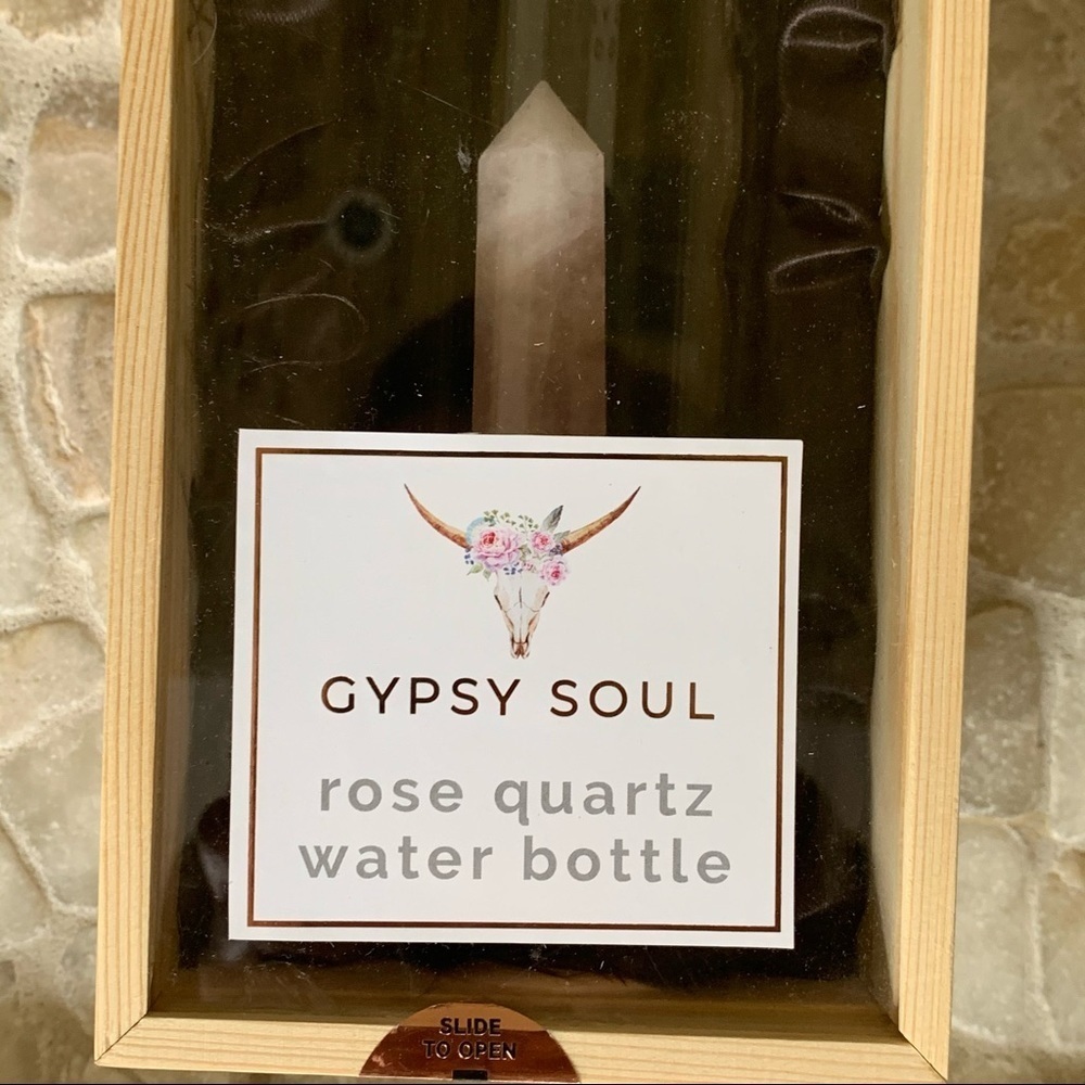Anthropologie Gypsy Soul Rose Quartz Crystal Glass Water Bottle - Picture 7 of 7